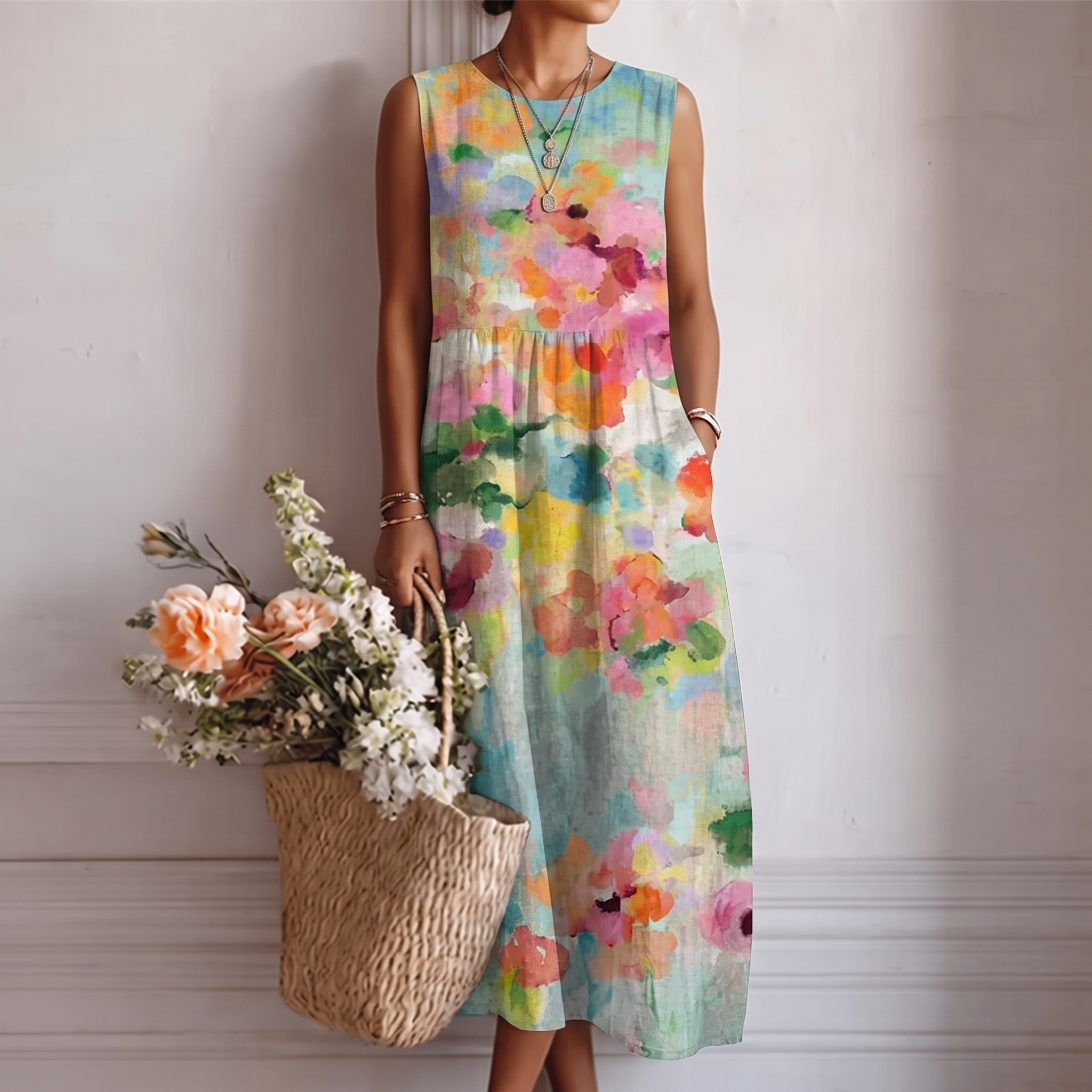 Carla™ | Elegant Multicolour Midi Dress