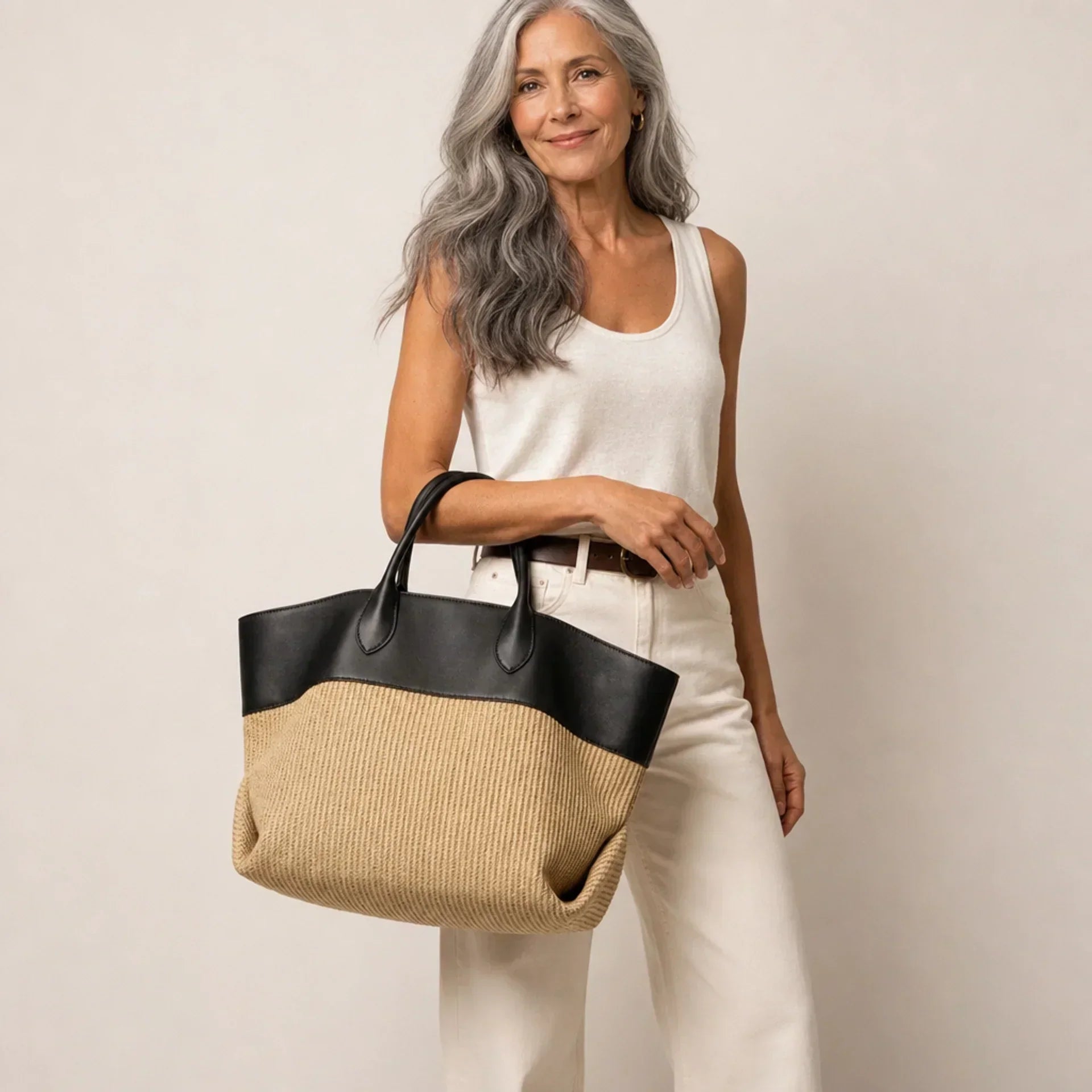 The Striped Woven Tote Bag