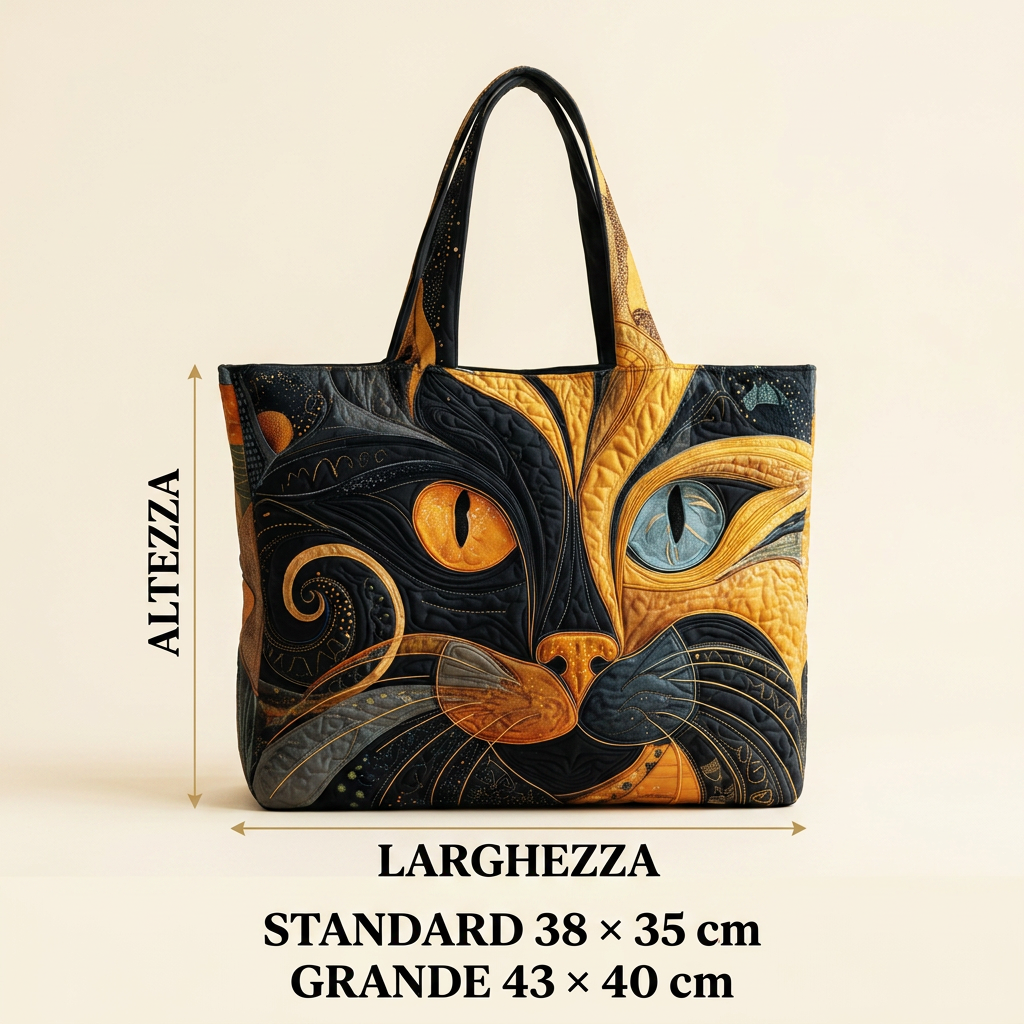 Quilted Bag - Mysterious Cat – Spacious and Lightweight
