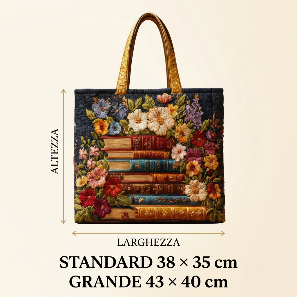 Quilted Bag with Floral Print and Books – For Book Lovers