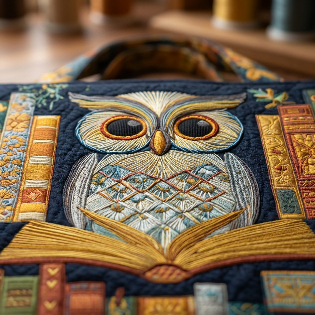 Handcrafted Owl and Antique Books Bag – Gift Idea