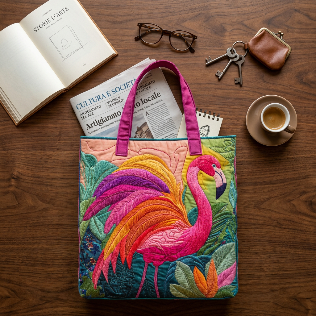 Rainbow Flamingo Quilted Bag – Gift Idea