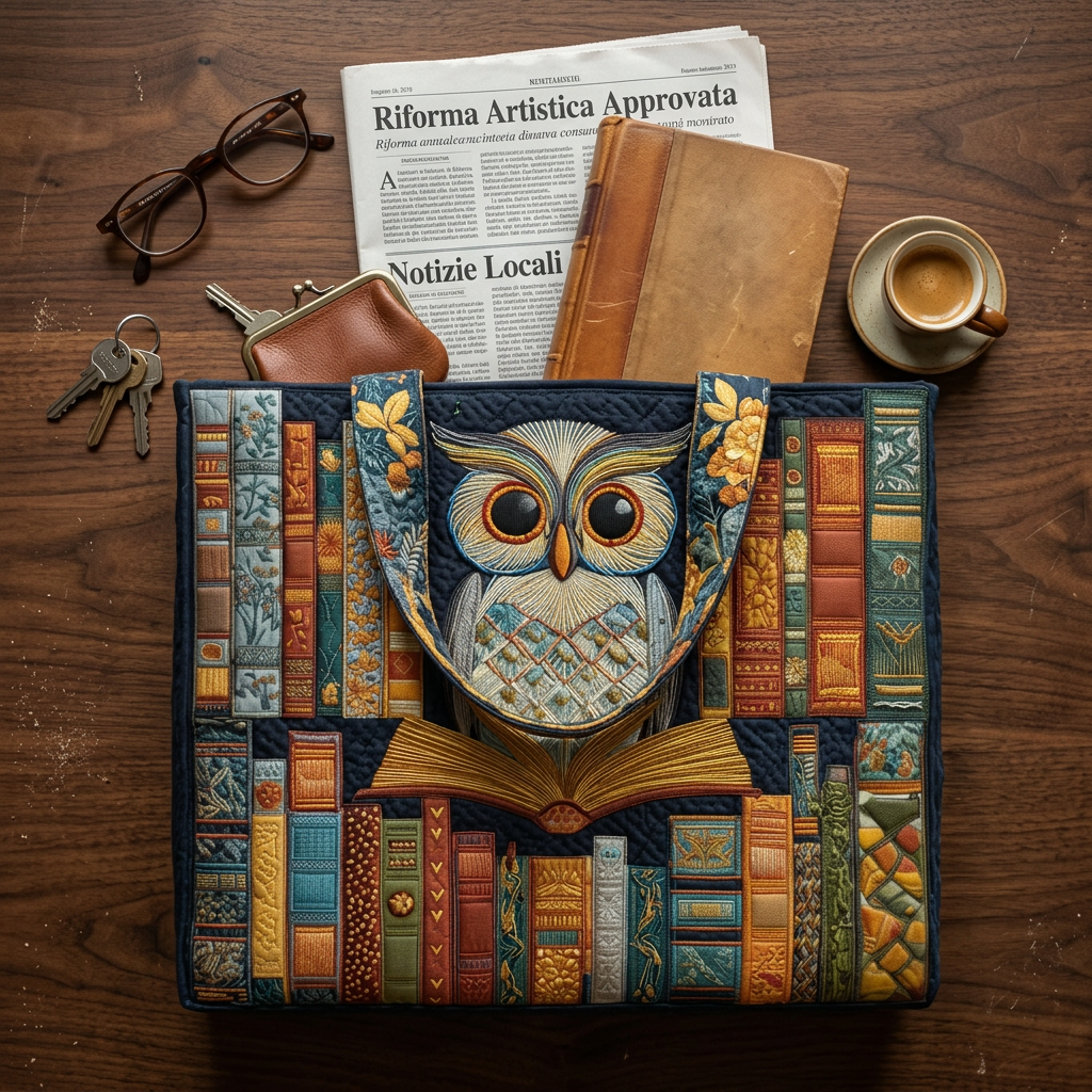 Handcrafted Owl and Antique Books Bag – Gift Idea