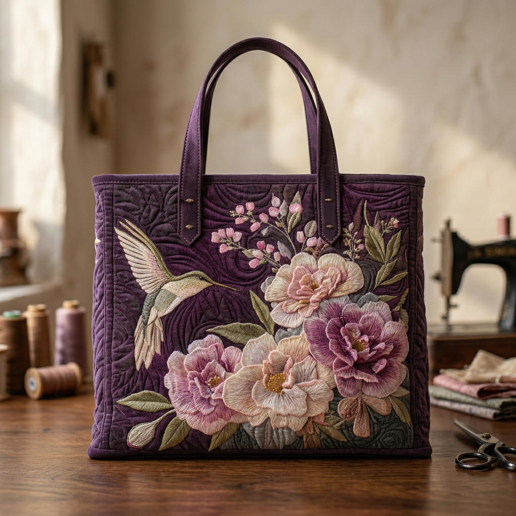 Hummingbird and Orchid Artisan Bag – Elegant and Practical