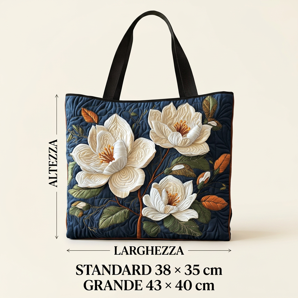Delicate Magnolia Quilted Floral Bag – Two Sizes