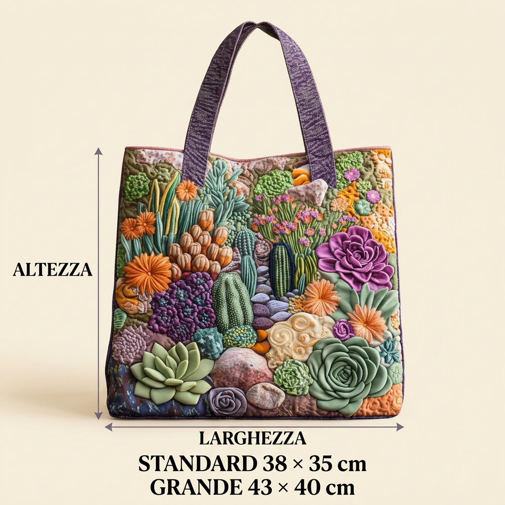Quilted Floral Tote Bag - Succulent Garden – Two Sizes