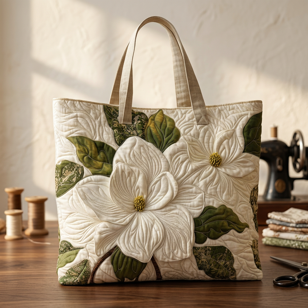 Elegant White Lily Women's Bag – Spacious and Lightweight
