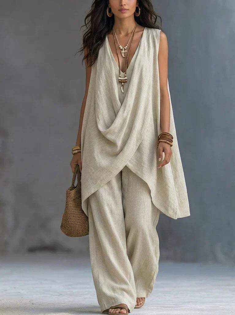VITTORIA | DRAPED SUIT WITH WIDE PANTS