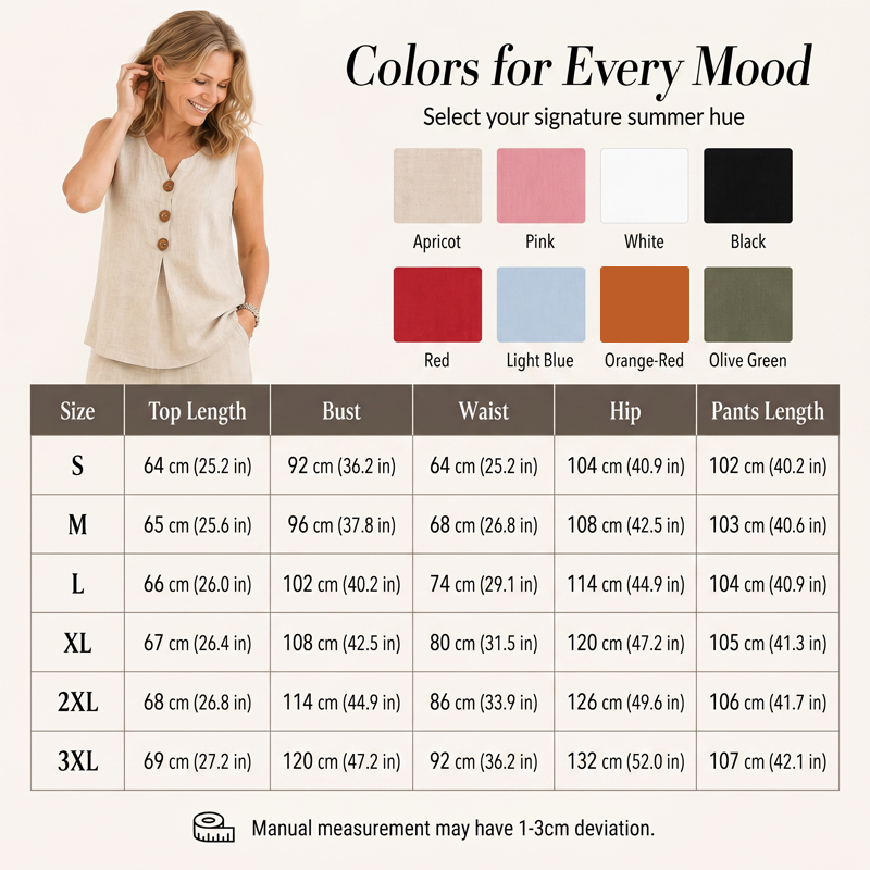 Sleeveless Button Top and Loose Pants Set