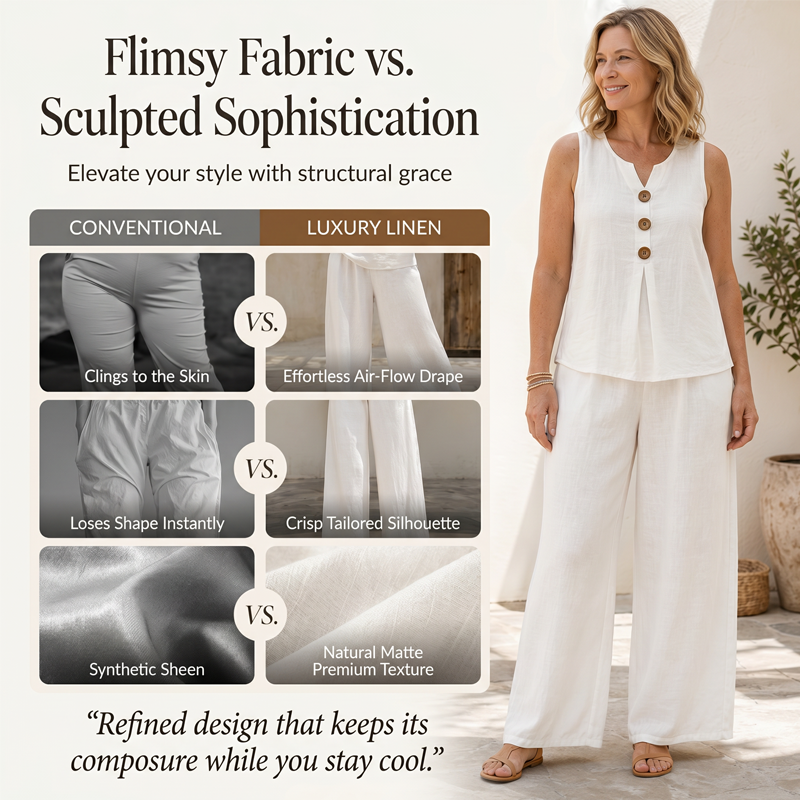 Sleeveless Button Top and Loose Pants Set